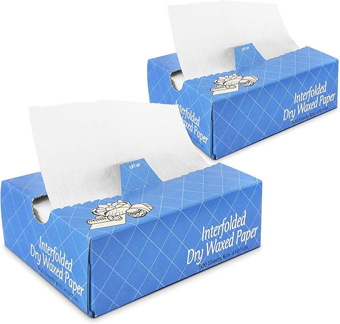Fit Meal Prep 1000 Sheets 6 x 10.75” Dry Wax Paper Sheets for Food, Greaseproof Sandwich Wrapping, Interfolded Deli Wax Paper for Fries, Burgers, Food Basket, Made in USA