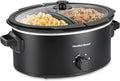 Hamilton Beach Double Dish Slow Cooker with 6qt Crock and Dual 2.5qt Nonstick Insert to Cook Two Meals at Once, Serves 7+ People, Dishwasher Safe Pot & Lid, Black (33569)