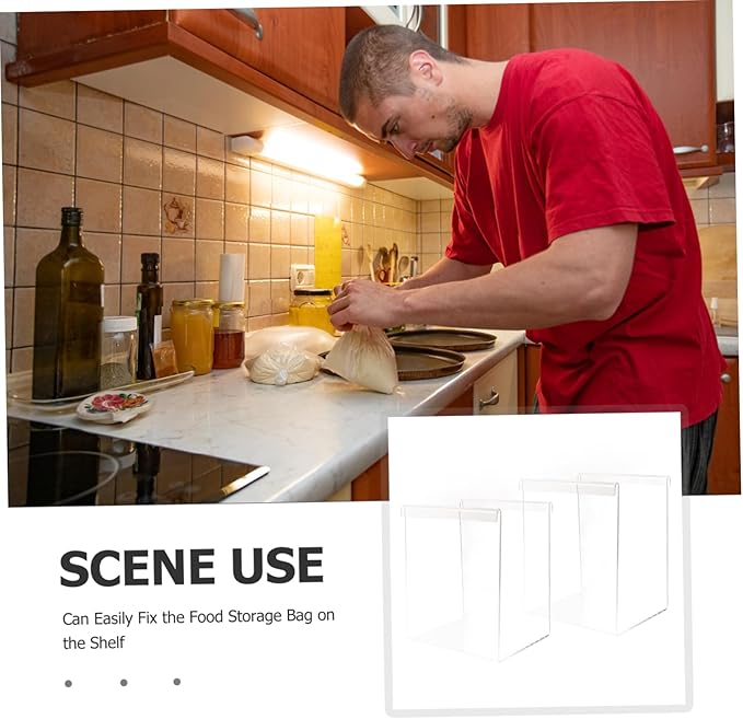 LIFKOME Space-saving Food Storage Bag Holder Stand Acrylic Prep Bag Rack Zipper for Easy Filling and Pouring