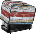 Multicolored Wood Stripes Toaster Cover 2 Slice, Cute Rural Bread Machine Cover, Washable Dust-Proof Cover for Kitchen Small Appliance Cover,with Top Handle