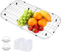 2 Pack Detachable Sink Protectors - 18/8 Stainless Steel Draining Grid & Dish Rack, Medium Hole, Customizable Fit 665 x 362mm (26 3/16 x 14 1/4)
