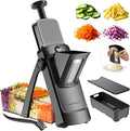 SupMaKin Upgrade Safe Mandoline Slicer,Multi Vegetable Chopper,Potato Slicer, Onion Chopper with Drain Basket Storage Container, Cheese Grater Kitchen Chopping Artifact (Black)