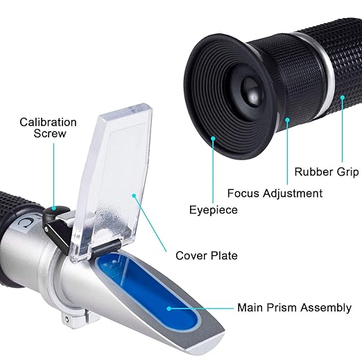 Honey Refractometer with ATC - Tiaoyeer Refractometer for Honey Moisture, Brix and Baume, 58-90% Brix Scale Range Honey Moisture Tester (Honey Refractometer)