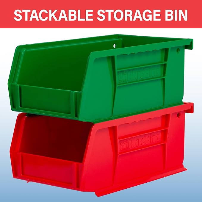 Akro-Mils 30220 AkroBins Plastic Storage Bins, Space-Saving Stackable Bins for Garage, Pantry, Craft Organization, 7" x 4" x 3", Clear, 24-Pack