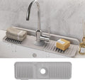 WAFT YEARN 17X5 Inch Silicone Durable Faucet Mat Kitchen Sink Splash Guard Draining Protector Tray Liner Absorbent Protective Counter Accessories For Sink Kitchen Bathroom Laundry Room Bar & RV Grey