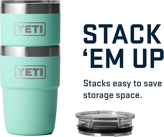 YETI Rambler 8 oz Insulated Coffee Mug with Lid - Stackable Double-Wall Vacuum Insulated Coffee Cup - DuraSip Ceramic Lining - Barista-Friendly Design - Stainless Steel - Dishwasher Safe