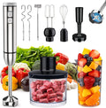 Immersion Blender Handheld Cordless 8 in 1 Hand Held Blenders Mixer Stainless Steel 25 Speed Turbo Mode Electric Sitck Beaker Chopper Milk Frother Grinder