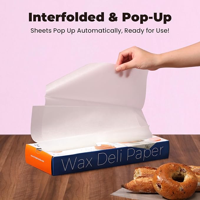 Fit Meal Prep [500 Pack] 15 x 10.75" Wax Paper Sheets for Food, Interfolded Precut Deli Pop Up Grease-Proof Sandwich Paper Wraps, Waterproof for Lunch, Food Basket, Microwave Cover, BBQ