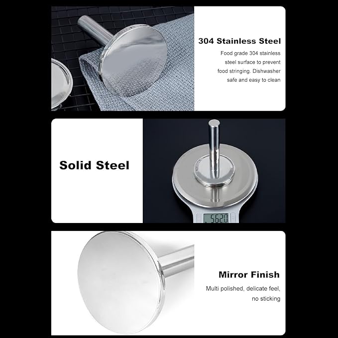 Meat Pounder Tenderizer 304 Stainless Steel Meat Loosening Hammer, Solid Round Chicken Beef Pork Flattener Tool, Multifunctional Thickened and Weighted Tenderizer Dishwasher