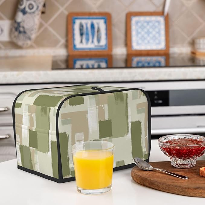Toaster Cover 2 Slice Modern Art Geometric Sage Green Kitchen Small Appliance Covers with Pockets Dust and Fingerprint Protection