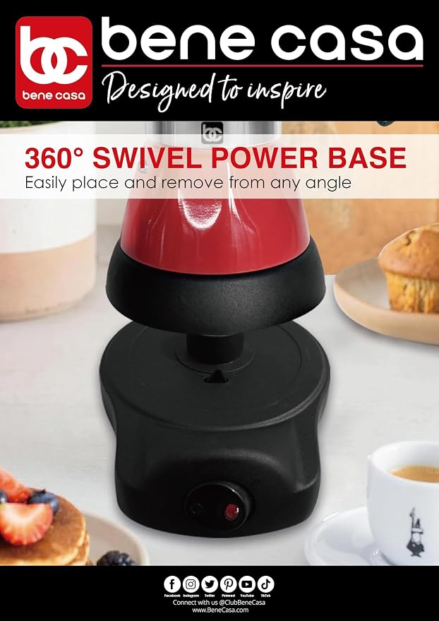 Bene Casa Red Portable Electric Espresso Maker/Cafetera, 1-3 Cups/Shots (1, RED)