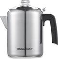 Elite Gourmet EC008 Classic Stovetop Coffee Percolator,Glass Clear Brew Progress Knob,Cool-Touch Handle,Cordless Serve,8-Cup,Stainless Steel,(Pack of 12)
