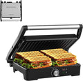 Panini Press,Sandwich Press Grill,180 Degree Open,Perfect for Grilling Sandwich,Steak,Burger,Non-Stick Grill,Table Grill,Stainless Steel,Temperature Adjustable,4 Slice,Barbecue,GT49A