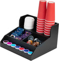 Restaurantware-15 x 14.25 x 9.25 Inch Coffee Condiment Organizer, 1 Countertop Tea Station Organizer - 3 Shelf, Heavy-Duty, Black Bamboo Coffee Bar Holder, For Breakrooms, Offices, or Homes,