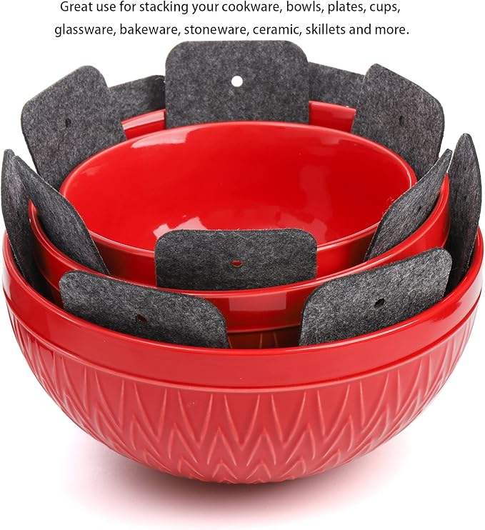 Cedilis Set of 40 Pan and Pot Protectors, Thick Felt Cookware Protector for Stacking, Anti-Slip Pots and Pans Dividers Separator Pads to Avoid Scratching When Stacking, 4 Different Size