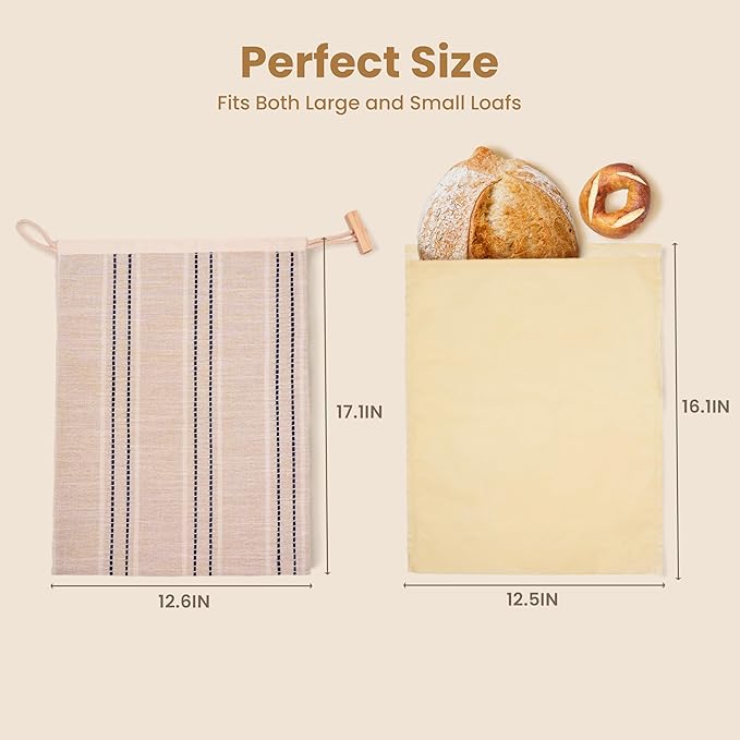 JACYAO'S Beeswax bread bags for sourdough & Beeswax Bowl Covers for Bread Proofing (4 pack)