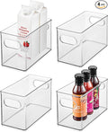 iDesign Slim Clear Plastic Stackable Storage Bin - Narrow Fridge, Pantry, or Kitchen Cabinet Organizer, 4-Pack
