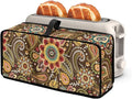 Boho Floral Toaster 2 Slice Cover, Heat-Resistant Snowman Toaster Cover Long Slot Small Appliance Covers Dustproof Kitchen Appliance Covers, with Top Handle Furniture Decor