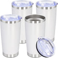 20oz Tumbler Stainless Steel Tumbler Cup with Lid Vacuum Insulated Double Wall Travel Mug, Durable Powder Coated Travel Coffee Tumbler Mug for Hot & Cold Drinks, White,4 Pack