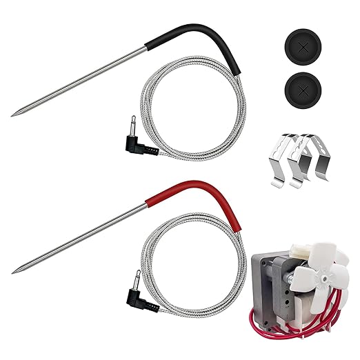 Replacement Parts Kit Temp Meat Probe and Auger Motor Replacement Parts, with 2 Pack Probe Grommets, Probe Clips