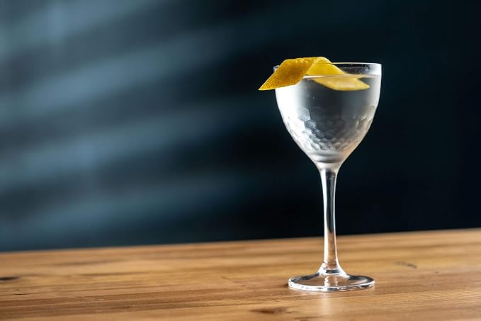 Amehla "Hive Glass Honeycomb Nick & Nora Cocktail Glasses, 5oz Coupe Martini, Manhattan, Bee's Knees Craft Cocktails Glass (Pack of 2)