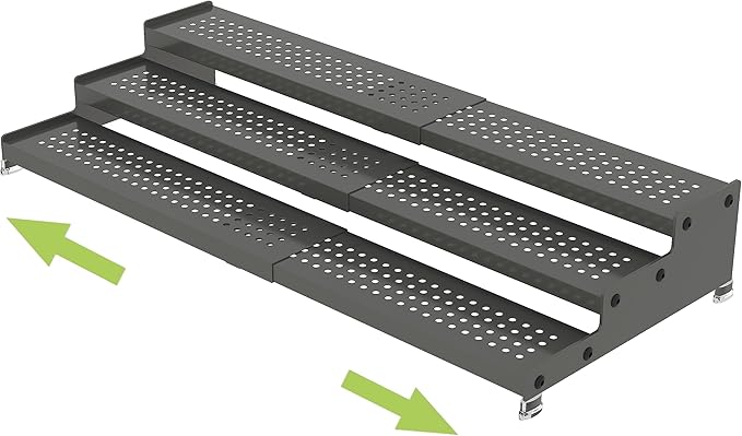 Jojocross Metal Spice Rack Organizer for Cabinet, 3 Tier Expandable Spice Storage Shelf, Great for Kitchen Cabinets, Cupboard,Pantry and Countertop More,Metal Plate with Hole(1PACK/Gun-Grey)