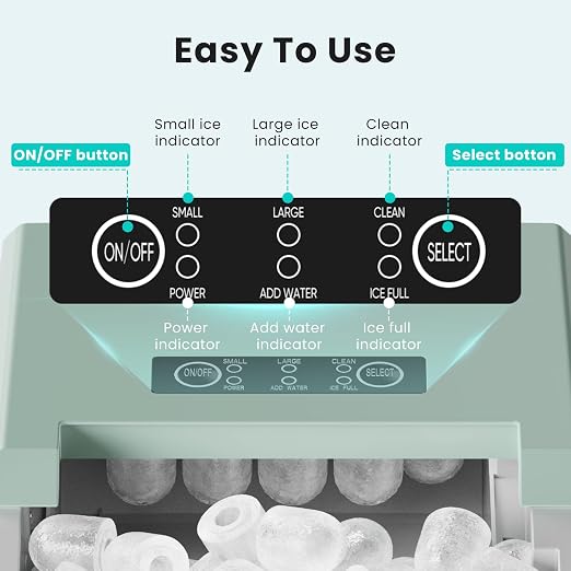 OLIXIS Ice Maker Machine with Handle,26lbs in 24 Hours,9 Cubes in 6 Mins,Auto-Cleaning Portable Ice Maker with Basket and Scoop, Countertop for Home, Kitchen, Camping, RV, Sleek Green