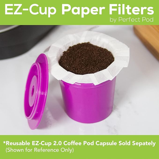 Perfect Pod EZ-Cup Disposable Paper Filters with Patented Lid Design for Reusable Coffee Pods 8-Pack (400 Filters)