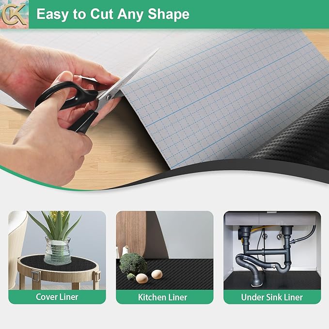 Self-Adhesive Shelf Liner Kitchen Liner, Waterproof Backed Paper Easy Peel and Stick Contact Liner Without Residue for Decor Your Desk Surface, Kitchen Countertops (Black, 23.6 x 118.1 inches)