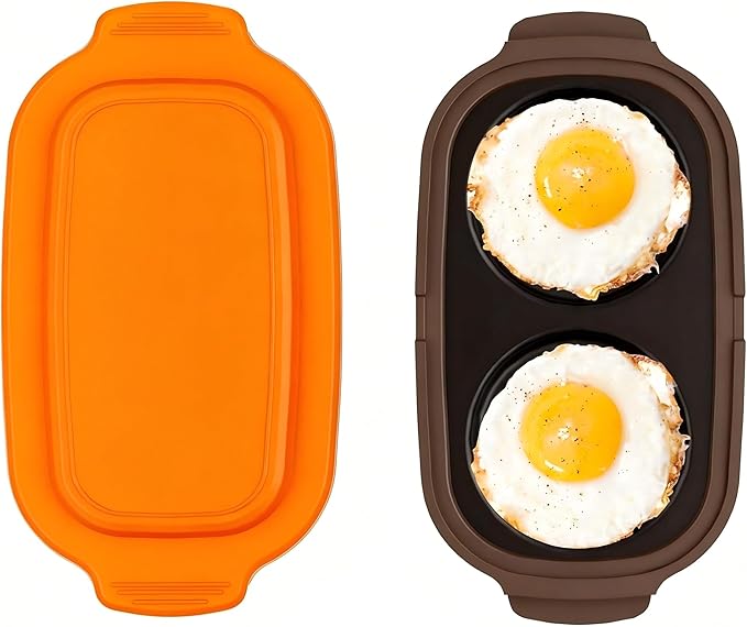 Microwave Egg Cooker, Microwave Egg Poacher | Cooker & Fryer for Breakfast Sandwiches | Maker for 2 Eggs | Dishwasher-Safe & BPA-free, Save Time,Portable for Home,Travel,Gifts (Orange)
