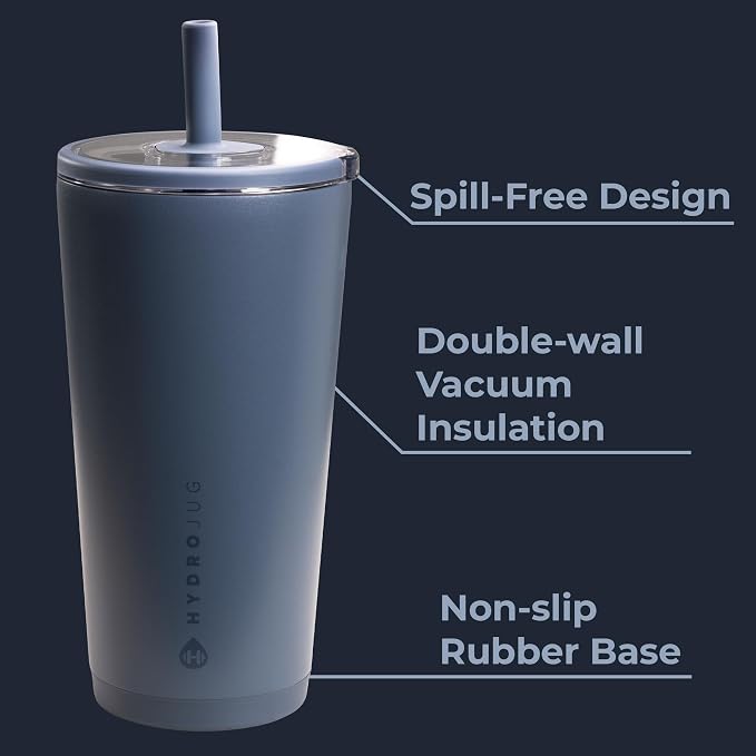 HydroJug Everyday Tumbler 20 oz, Ceramic-Lined Straw Cup, Cascade