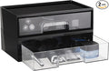 Vtopmart 2 Pack Clear Stackable Storage Drawers, 12.1''W Plastic Organizers Bins for Office Supplies, Ideal for Desk Organization, Black