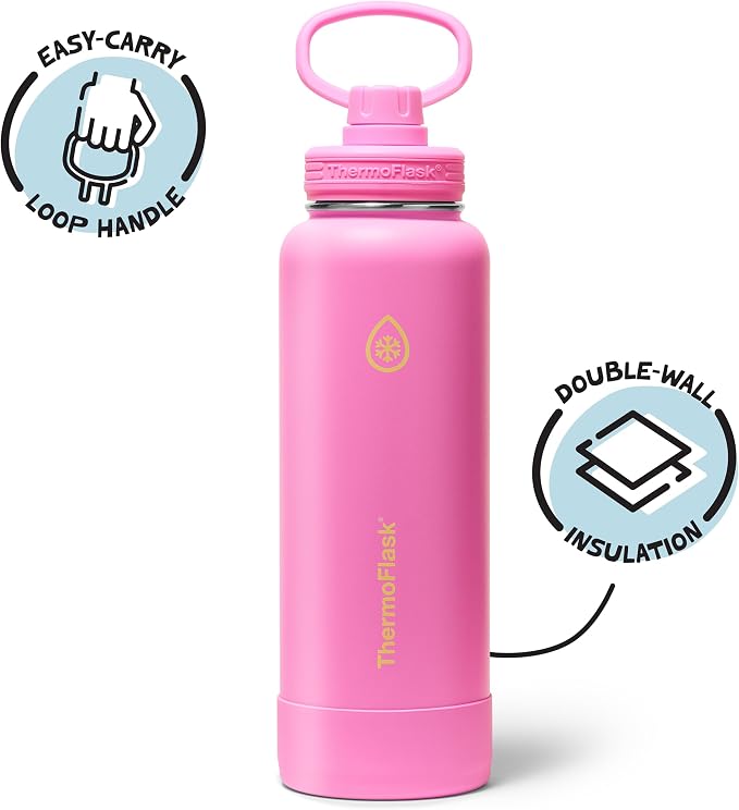 ThermoFlask Insulated Water Bottle with Spout Lid (40 oz, Electric Eclipse) - Leakproof, Stainless Steel Water Bottle for Cold & Hot Drinks, Travel & Daily Hydration