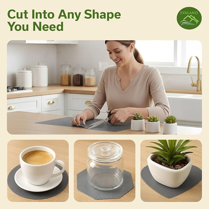EVALAND Shelf Liners for Kitchen Cabinets Non-Adhesive 17.7" x 33 FT Grey Drawer Liner Non Slip, Washable Cabinet Liner, Waterproof Shelf Liners for Cabinets, Refrigerator Bathroom Pantry - Thickened