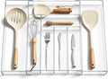 Teenyyou 1 Pack Expandable Kitchen Drawer Organizer Clear Acrylic Utensil Organizer Adjustable Acrylic Silverware Storage for Drawers Silverware Flatware Knives (12 x 16 Inches,6-8 Compartments)