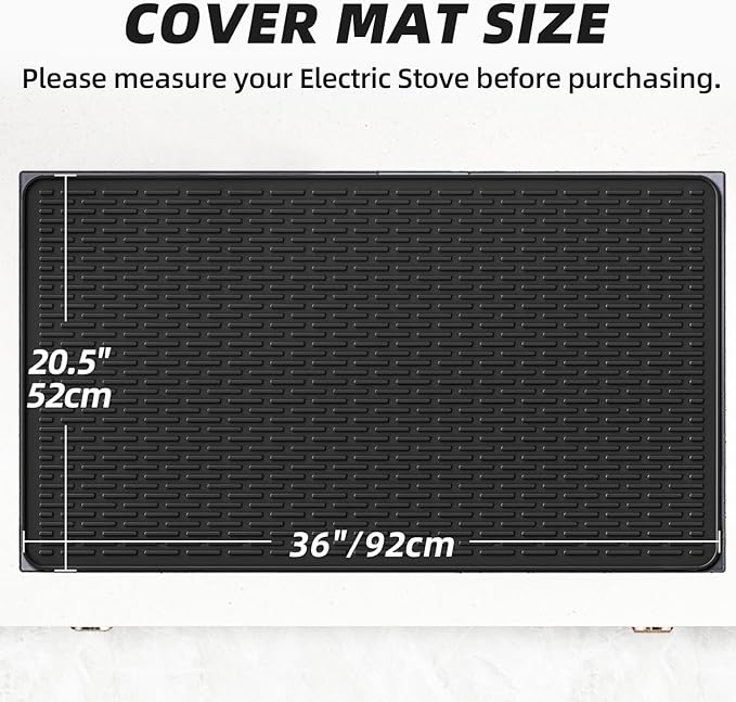 LOPNUR Thick Electric Stove Cover for Stove Top, 36"x20.5" Silicone Stove Mat for Glass Top Stove Cover, Heat Resistant Induction Cooktop Protector, Non-Slip Kitchen Glass Cooktop Protector, Black