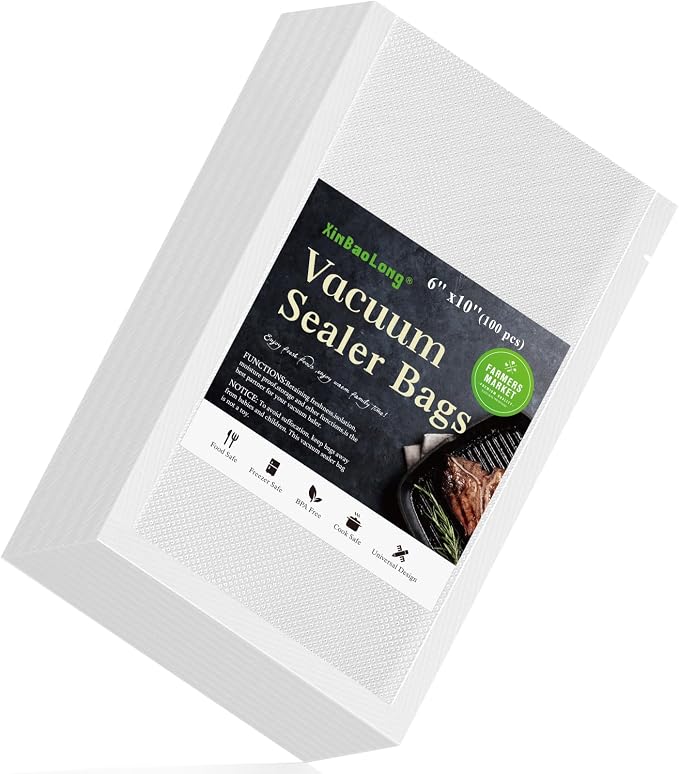 Vacuum Sealer Bags, 6" x 10", 100 Pcs | Commercial Grade, BPA Free, Sous Vide Cooking, Puncture Prevention, Customized Size, Kitchen Essentials