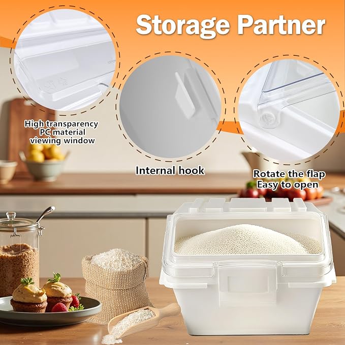 Flour Bin, 10 lb Stackable Kitchen Ingredient Storage Container with Lid - Food Pantry Organizer for Flour, Sugar, Rice, Baking,Dog Food Supplies (10lb)