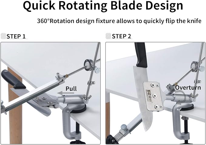 CWOVRS Knife Sharpening System, RX-008 Professional Knife Sharpener, 360° Flip Rotation, Upgraded Metal Fixed Angled Knife Sharpener Kit, Kitchen Chef Knife Sharpening Kit,12 Stones Kit