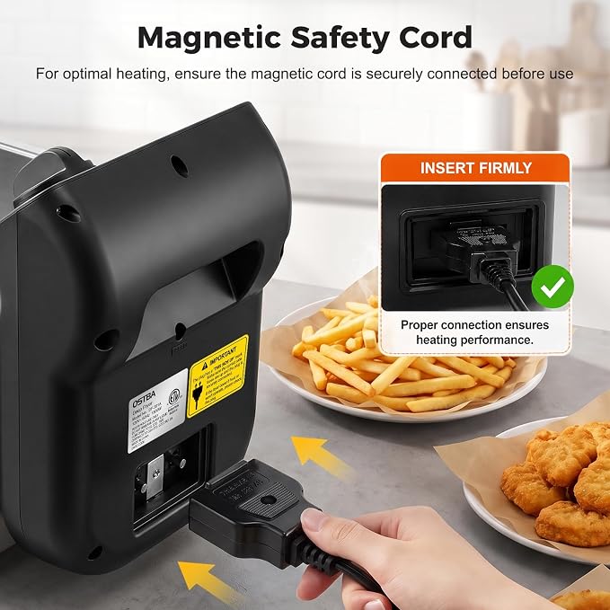 OSTBA Electric Deep Fryer with Basket, 1500W Stainless Steel Countertop Deep Fryer, 3.2QT Oil Capacity, Adjustable Temperature Control, Viewing Window, Removable Oil Container, Overheat Protection