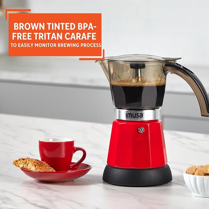 IMUSA 6 or 3cup Electric Espresso Maker, Red