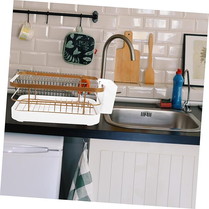 OUNONA 1set Large Capacity Kitchen Dish Rack Over Sink Drying Stand Counter Dish Organizer Drying Rack Cutlery Holder