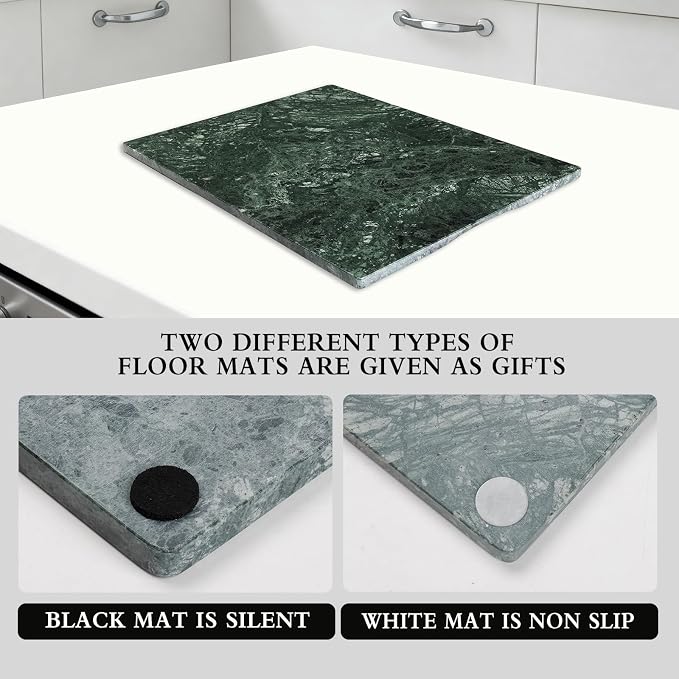 Marble Cutting Board for Kitchen 12×16In – Stone Cutting Board，Marble Pastry Board for Baking, Cheese，Charcuterie, Granite Cutting Board for Durable and Elegant Food Preparation (Green12×16In)
