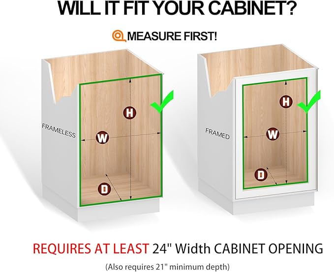 JOWBOOW Pull Out Cabinet Organizer (22.7" W x 21" D), Slide Out Shelves for Kitchen Cabinets, Pull Out Drawers Heavy-Duty Metal Rolling Shelf, Chrome Finish