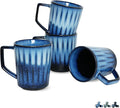 Bosmarlin Ceramic Coffee Mug Set of 4, 15 Oz, Coffee Cups with Big Handle, Microwave Safe, Unique Reactive Glaze (Royal Blue, 15 Oz)