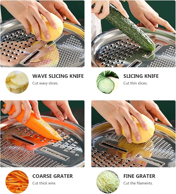 DECHOUS 2Pcs Multipurpose Stainless Steel Grater Bowl Small Basin Basket Grater Basin Bowl Set for Kitchen Rinsing Draining Mixing, 10 Inch
