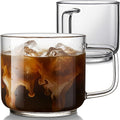 Aquach 18oz Glass Coffee Mugs Set of 2, Large Clear Borosilicate Cups | Dishwasher/Microwave Safe, Single-walled, Smooth Rim, Comfort Handle, Stable Thick Base, Large Capacity