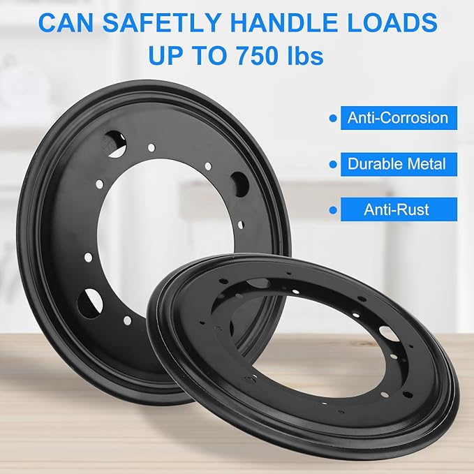 4 PCS 9 Inch Black Lazy Susan Turntable Bearing Plate, Easy Installation, Solid Metal Construction, for Home and Industrial