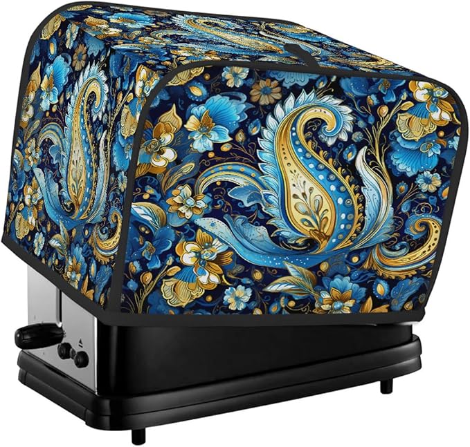 Blue Paisley Ethnic 4 Slice Toaster Cover Dust And Fingerprint Bread Maker Cover Bakeware Protector Washable Appliance Covers Kitchen Accessories For Home Kitchen Women Gift