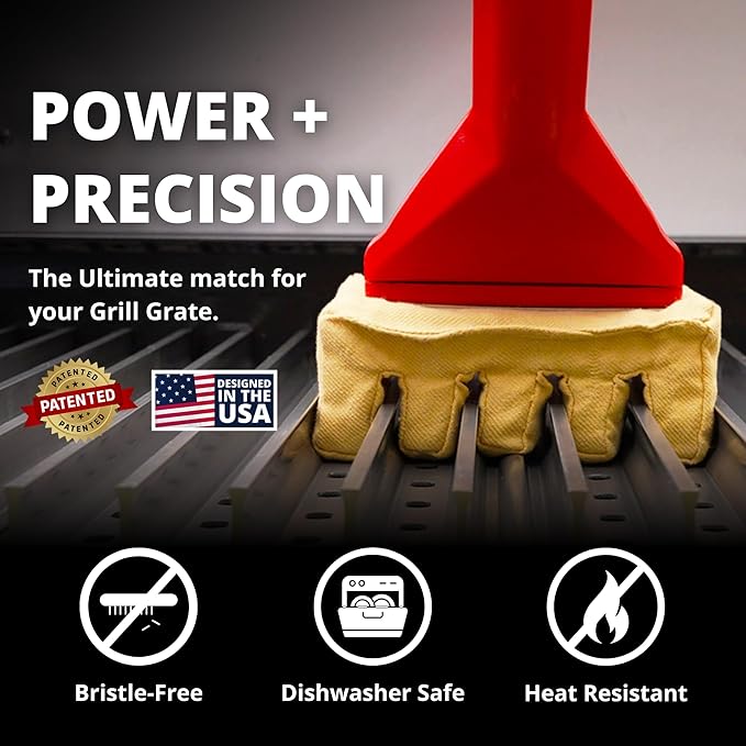 Grill Rescue BBQ Replaceable Scraper Cleaning Head, Bristle Free Grill Brush- Durable and Unique Scraper Tools for Cast Iron or Stainless-Steel Grates (Grill Grate Brush with Scraper)
